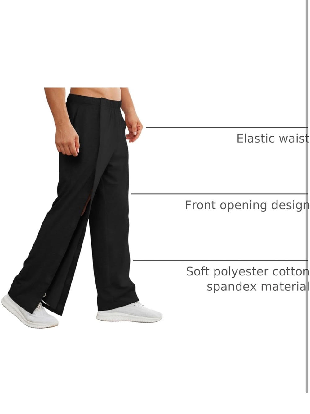Black Men's Side Snap Pants